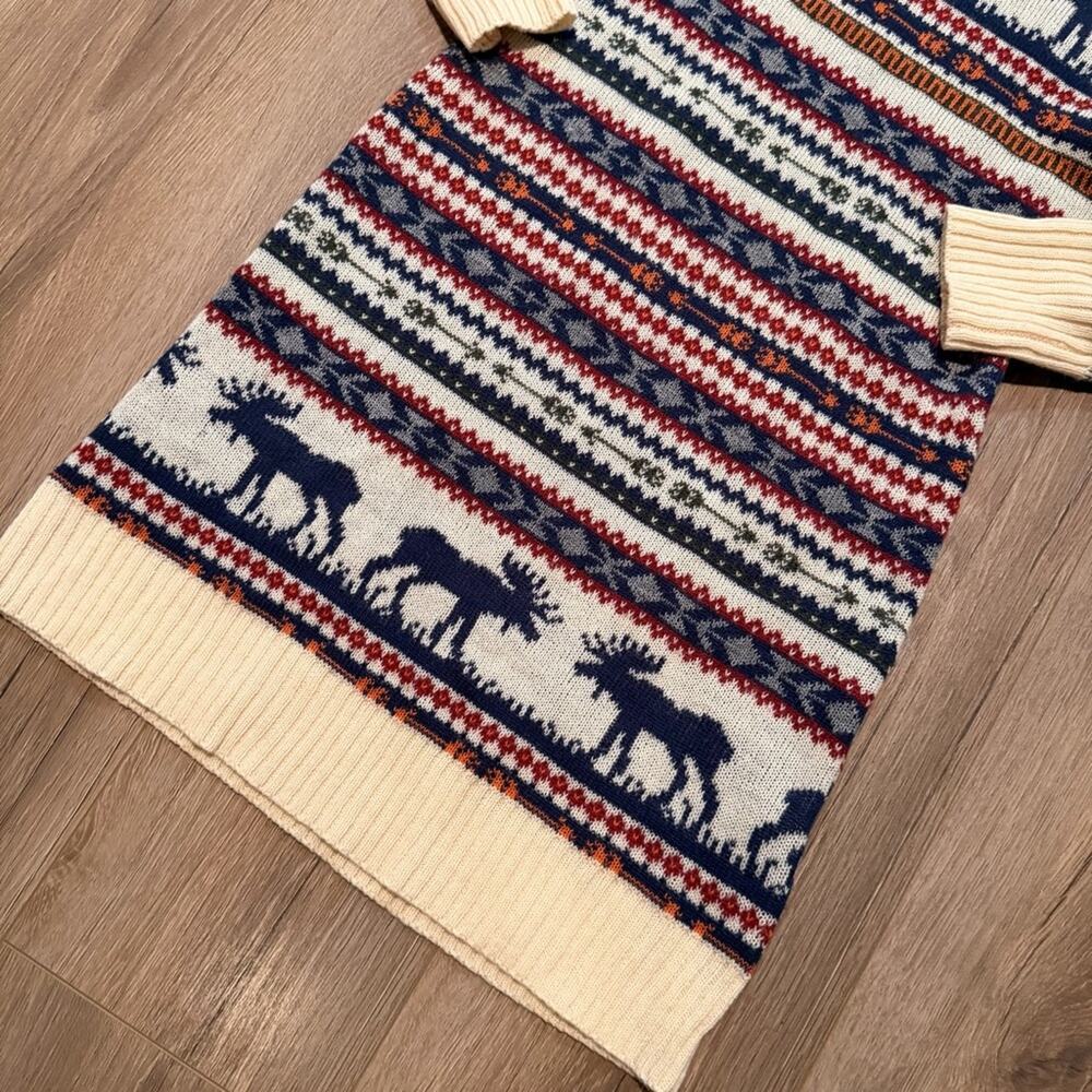 Kiel James Patrick Cozy Cabin Sweater Dress Women’s Moose Knit Long Sleeve Small - Picture 5 of 9